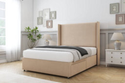"Sloomy Devonshire Pebble Plush Divan Bed With Mattress 2 Drawers Foot-End With 54"" Wingback Headboard 4' Small Double" - thumbnail 2