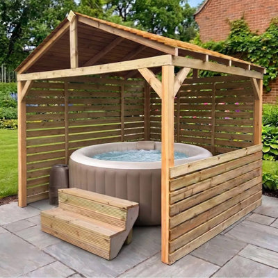 Edecks The Atlas Privacy Hot Tub Classic Outdoor Gazebo 3000mm X 3000mm - Standalone (2.1M Posts) - image 1