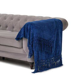 Luxury Living 100% Acrylic Throw - 200Cm X 150Cm - Royal - thumbnail 1