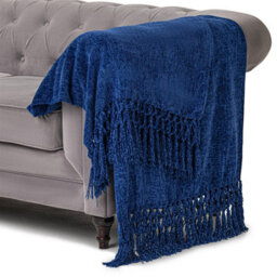 Luxury Living 100% Acrylic Throw - 200Cm X 150Cm - Royal - thumbnail 2