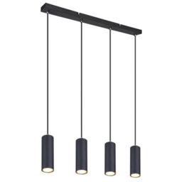 Luminosa Lighting Luminosa Robby Bar Pendant Ceiling Light Matt Black 4X Gu10 - thumbnail 1