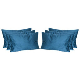 Nicola Spring Rectangle Velvet Cushions - 60Cm X 40Cm - Blue - Pack Of 6 - thumbnail 1