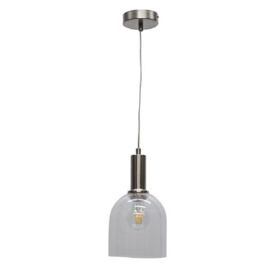 First Choice Lighting Belten - Clear Glass Cloche Satin Nickel Deco Pendant Fitting - image 1