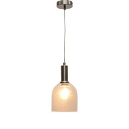 First Choice Lighting Belten - Clear Glass Cloche Satin Nickel Deco Pendant Fitting - thumbnail 2
