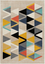Livabliss City-Geometric Taupe Yellow Black Orange Living Dining Bedroom Rug 160 X 220 Cm Easy Care, Non Shedding - thumbnail 1