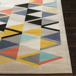 Livabliss City-Geometric Taupe Yellow Black Orange Living Dining Bedroom Rug 160 X 220 Cm Easy Care, Non Shedding - thumbnail 5