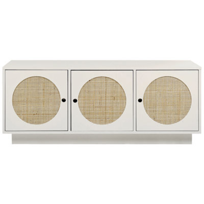 Beliani White 3-Door Sideboard With Rattan Front Handles - image 1