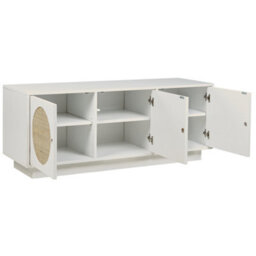 Beliani White 3-Door Sideboard With Rattan Front Handles - thumbnail 5