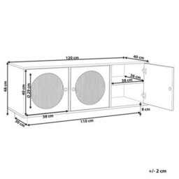 Beliani White 3-Door Sideboard With Rattan Front Handles - thumbnail 4
