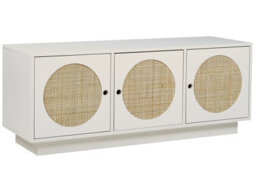 Beliani White 3-Door Sideboard With Rattan Front Handles - thumbnail 3