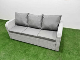 Fimous Pe Rattan High Back Lounge Sofa Set Adjustable Lifting Dining Or Coffee Table & Chairs Set 3 Stools Side Table - thumbnail 5