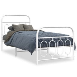 Berkfield Metal Bed Frame Without Mattress With Footboard White 90X200Cm - thumbnail 2