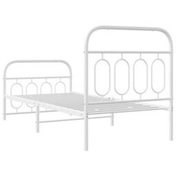 Berkfield Metal Bed Frame Without Mattress With Footboard White 90X200Cm - thumbnail 6