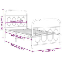 Berkfield Metal Bed Frame Without Mattress With Footboard White 90X200Cm - thumbnail 8