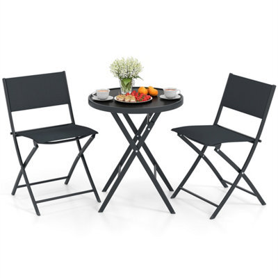 3 Piece Bistro Set Foldable Patio Table Chairs Outdoor Furniture - image 1