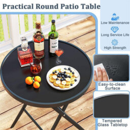 3 Piece Bistro Set Foldable Patio Table Chairs Outdoor Furniture - thumbnail 4