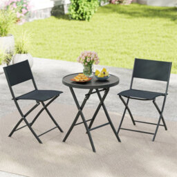 3 Piece Bistro Set Foldable Patio Table Chairs Outdoor Furniture - thumbnail 3