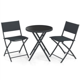 3 Piece Bistro Set Foldable Patio Table Chairs Outdoor Furniture - thumbnail 6
