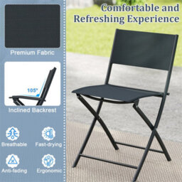 3 Piece Bistro Set Foldable Patio Table Chairs Outdoor Furniture - thumbnail 5