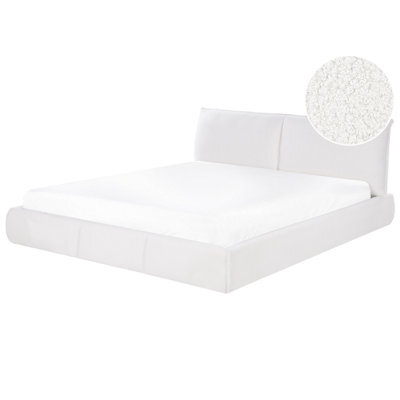 Beliani Bed Boucle Vinay 180 X 200 Cm (Eu Super King) White - image 1