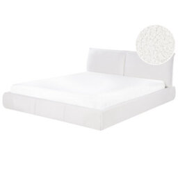 Beliani Bed Boucle Vinay 180 X 200 Cm (Eu Super King) White - thumbnail 1