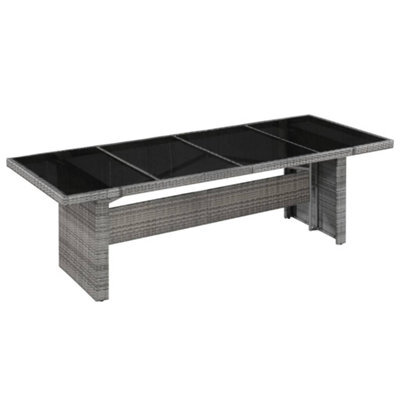 Berkfield Garden Table 240X90X74 Cm Poly Rattan And Glass - image 1