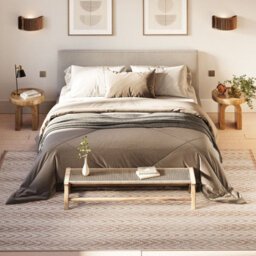 Loomed Neutral Beige Brown Herringbone Scandi Fringed Area Rug 120Cm X 170Cm - thumbnail 2
