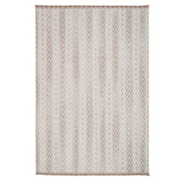 Loomed Neutral Beige Brown Herringbone Scandi Fringed Area Rug 120Cm X 170Cm - thumbnail 1