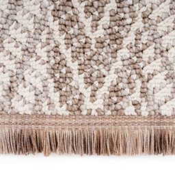Loomed Neutral Beige Brown Herringbone Scandi Fringed Area Rug 120Cm X 170Cm - thumbnail 4