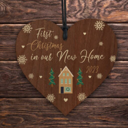 Red Ocean 2023 First Christmas In Our New Home Wooden Hanging Heart Decoration Gift, Housewarming Christmas Gifts - thumbnail 5