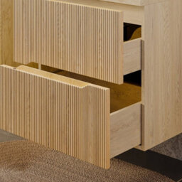 Heze Furniture Nordic Bathroom Cabinet 60Cm With 2 Drawers And Round Basin - Cremona Oak - thumbnail 2