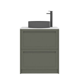 Royal Bathrooms Royal Bathroom Elmore 700mm Matt Green Freestanding Countertop Bathroom Vanity Unit 2 Drawer With Art Round Basin - thumbnail 7