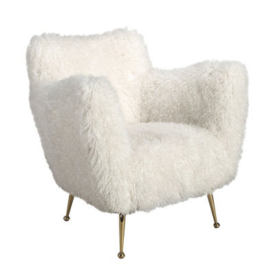 Angel Cerda White Long Pile Fabric Armchair - image 1