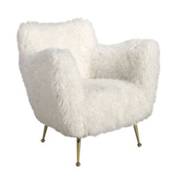Angel Cerda White Long Pile Fabric Armchair