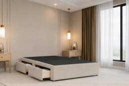 "Nexus Windsor Plush Divan, Cream, 54"" Winged Hb, 2 Drawers Foot-End, Open Coil Mattress, Super King" - thumbnail 6