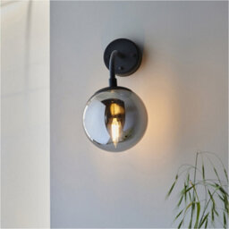 Loops 2 Pack Matt Black Wall Light - Modern Beautiful Smoked Mirror Glass Round Shade - Toggle Switch - thumbnail 4