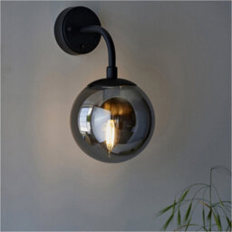 Loops 2 Pack Matt Black Wall Light - Modern Beautiful Smoked Mirror Glass Round Shade - Toggle Switch - thumbnail 3