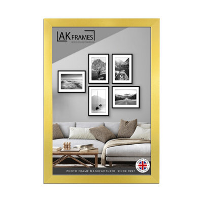 "AK Frames Sleek 18X16"" Gold Thin Modern Picture Frame - Slim And Design For Posters, Prints And Photos - Elegant Wall Frame Decor" - image 1