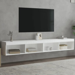 Berkfield Durable Tv Cabinets With Led Lights 2 Pcs White 100X30X30 Cm - thumbnail 2