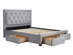 Woodbury Grey Velvet Fabric 4 Drawer Storage Bed Frame - 5Ft King Size - thumbnail 8