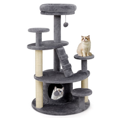 Costway Cat Tree Multilevel Cat Climbing Tower Kitty Activity Center-Grey - image 1