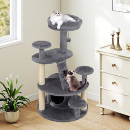 Costway Cat Tree Multilevel Cat Climbing Tower Kitty Activity Center-Grey - thumbnail 5