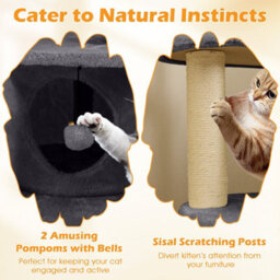 Costway Cat Tree Multilevel Cat Climbing Tower Kitty Activity Center-Grey - thumbnail 8