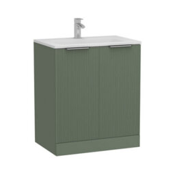 Royal Bathrooms Evora 700mm Sage Green Fluted Floor Standing Bathroom Vanity Unit 2 Door Cabinet Storage With Stone Basin Sink - 1 Tap Hole - thumbnail 8
