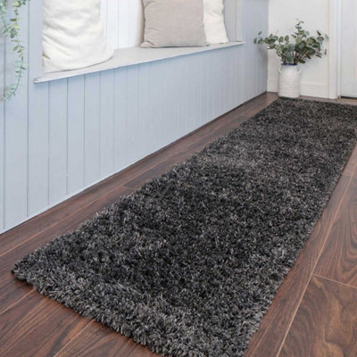 Loomed Grey Rug Shaggy Grey Rugs Dark Grey Slate Rug Area Rugs 60X240Cm - image 1
