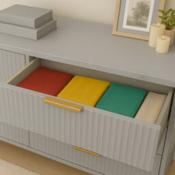 Home Treats Ridged Chest Of Drawers Large Set Of 6 Drawers Taupe Bedroom Dresser - thumbnail 2