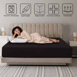Bedlooms Single Fitted Sheet 40Cm Extra Deep - Soft Microfiber Deep Pocket Elasticated Bed Fitted Sheets Black, 91X190 Cm - thumbnail 7