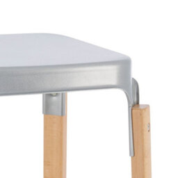 Save On Goods UK Pair Of Metal & Wood Kitchen Bar Stools. Silver Finish Barstools - thumbnail 3