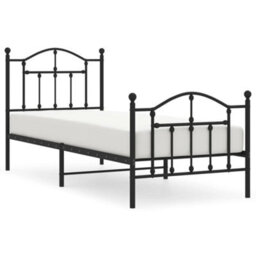 Berkfield Metal Bed Frame With Headboard And Footboard Black 90X190 Cm - thumbnail 2
