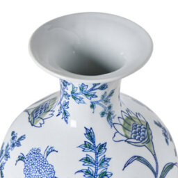 Beliani Flower Vase Berga Porcelain 36 Cm White/ Blue - thumbnail 4